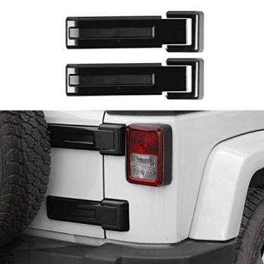 Imagem de RT-TCZ Tampa da dobradiça da porta traseira Suporte de pneu sobressalente Acabamento da porta traseira Acessórios Externos Decoração para Jeep Wrangler JK JKU 2/4 Porta 2007-2017, Preto