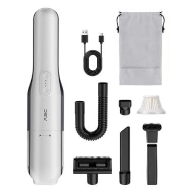 Imagem de A2C Aspirador portátil sem fio com sucção forte de 19000Pa, mini aspirador de pó para carro com filtro HEPA, 2 modos de sucção, vários bicos, aspirador portátil para casa, carro, escritório, teclados