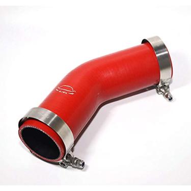 Imagem de LTI Universal 4-Ply Reforçado Alto Desempenho 2" (51mm) ID 45 Graus Cotovelo Silicone Mangueira Acoplador Com Braçadeira T Parafuso T304 Aço Inoxidável (5 cm VERMELHO)