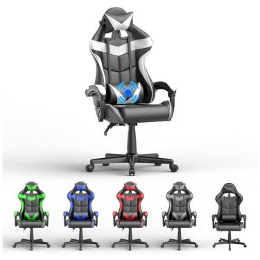 Imagem de Cadeira Gamer Ergonômica Reclinável com Apoio Lombar e Cabeça, e Branca, SOONTRANS, Branco