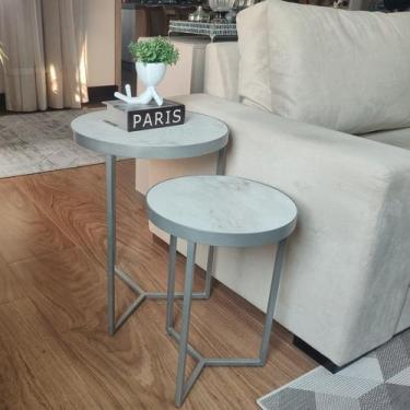 Imagem de Conjunto Mesa Lateral Viena Prata - BELI HOUSE