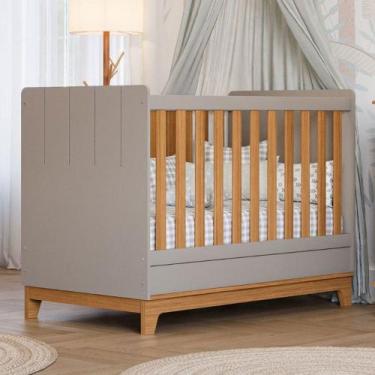 Imagem de Berço Biscoito 100% Mdf Fendi/Nature - Permóbili, Cinza Claro