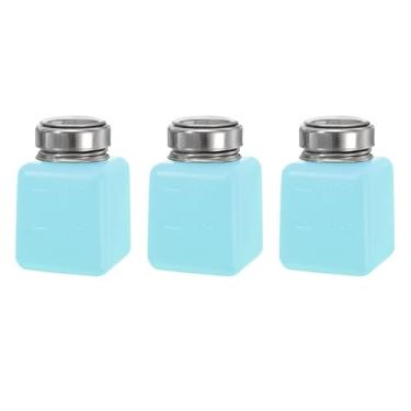 Imagem de Dispensador de álcool solvente 120 ml/113.4 g Blue Push Down Liquid Pump for Acetone Cleanser Polish Remover Maquiagem 3 peças
