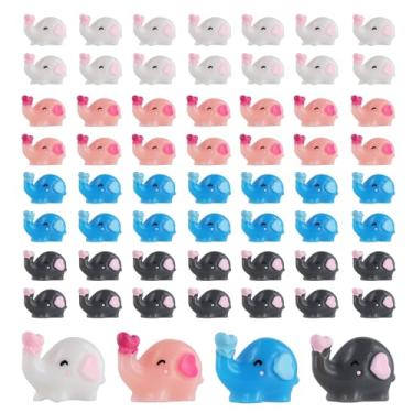 Imagem de 60 peças de mini estatuetas de elefante, figuras de animais de elefante em miniatura de resina, pequenas decorações de jardim, enfeite de fada, micro paisagem para pátio, decoração de casa, artesanato