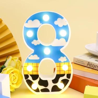Imagem de Número iluminado, números de mesa com iluminação LED, número de luz de desenho animado, número de luz para festa, decoração de festa de aniversário (número 8)