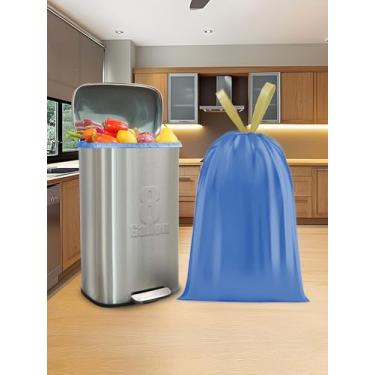 Imagem de Sacos de lixo ultra fortes com cordão, 20 litros, sem fragrância, pequenos sacos de lixo 20 peças azuis