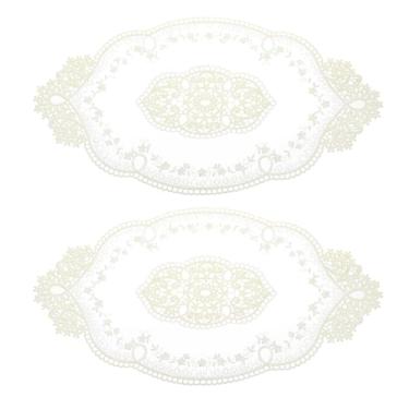 Imagem de Jogo americano retrô de renda, 28 x 50 cm, oval, bordado, tapete de mesa de crochê francês, porta-copos para casamento, amarelo