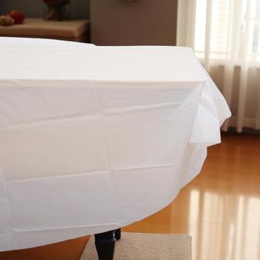 Imagem de 1 toalha de mesa de cor sólida redonda PEVA branca 213 cm