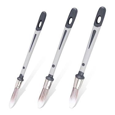 Imagem de 3 pincéis de pintura para paredes, pincéis pequenos de 0,45/0,6/1,8 cm, ferramentas de pintura para acabamento de parede, ideal para rodapés, cantos de parede, pincel e retoque