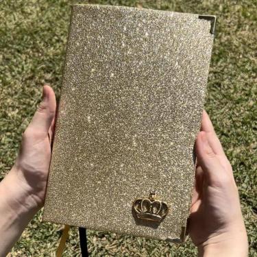 Imagem de 2X Bíblia Sagrada Dourada Luxo - Brilho Glitter Letras Média