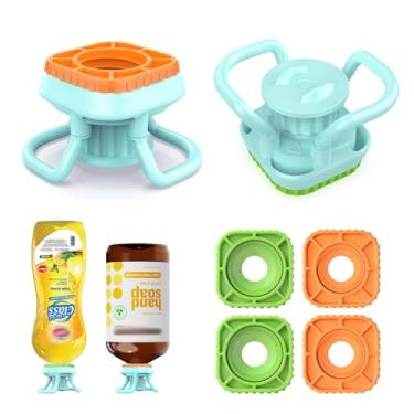 Imagem de Tampa para esvaziar garrafas, kit de esvaziamento de garrafas de 2 pacotes para a maioria das garrafas de plástico, tampa do dispensador de garrafas de cabeça para baixo para tirar cada gota de xampus