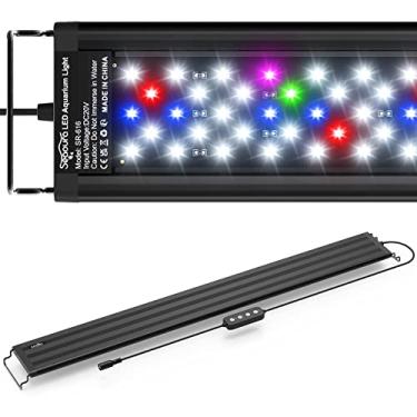 Imagem de SEAOURA Luz LED de aquário para plantas - luz de aquário de espectro completo com temporizador liga/desliga automático, 76-91 cm, brilho ajustável, LEDs brancos, azuis, vermelhos, verdes, rosa com