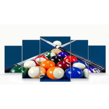 Imagem de Kit quadro decorativo 5 peças 95x60cm Sinuca