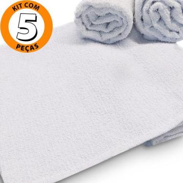 Imagem de Kit  5 Toalhas de Rosto Branca Salão de Beleza 100% Algodão 40 x 65 cm
