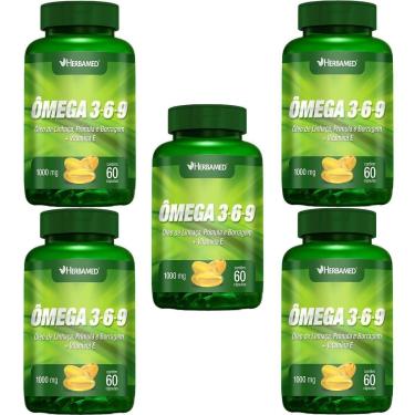 Imagem de Kit 5X Ômega 3, 6 e 9 Linhaça, Prímula E Borragem + Vitamina E - 60 Cápsulas - Herbamed-Masculino