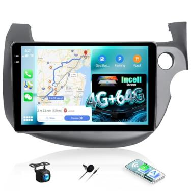 Imagem de Rádio automotivo 4G + 64G para Honda Fit 2007 substituição com unidade de cabeça de tela sensível ao toque CarPlay Android Auto 10,1 polegadas com microfone de câmera reserva