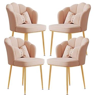 Imagem de Conjunto de 4 cadeiras de jantar de veludo luxuosas com pernas de aço carbono para encosto doméstico cadeira de mesa para estudo de manicure, penteadeira, verde com pés pretos