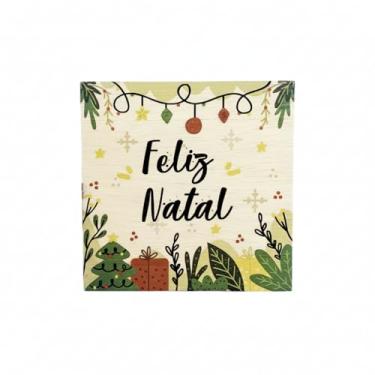 Imagem de Quadro de Natal em Madeira Compensada com Frase “Feliz Natal” – 19x19x1cm
