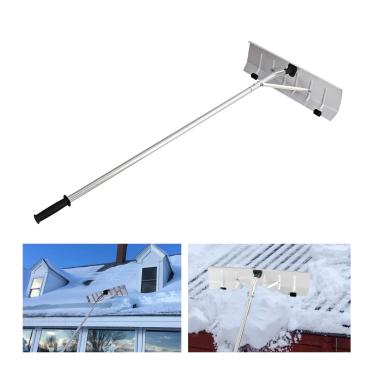 Imagem de JYXYXSCP Ferramenta de remoção de neve para telhado de pá de neve, pá de alumínio de 21 m, pá de neve telescópica, ancinho de telhado, ferramenta de remoção de neve com lâmina de 15 cm de largura e
