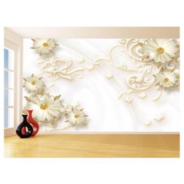 Imagem de Papel De Parede 3D Floral Textura Sala Flores 3,5M Xfl268 - Você Decor