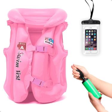 Imagem de Kit Colete Piscina Criança + Bomba Manual Capa Prova D'água-Unissex