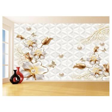 Imagem de Papel De Parede 3D Floral Textura Sala Flores 3,5M Xfl264 - Você Decor