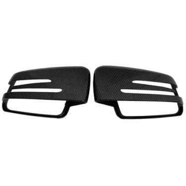 Imagem de Capa de espelho de carro para Benz W204 E W212 W176 W246 CLS C218 GLA X156 Capas de espelho retrovisor ABS fibra de carbono preto brilhante