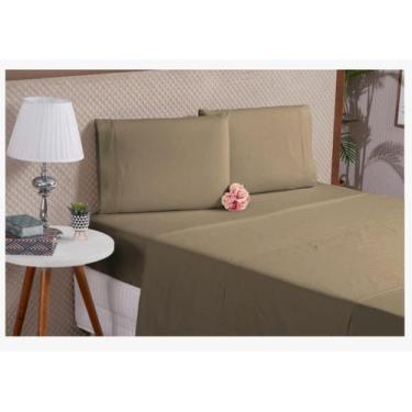 Imagem de Jogo De Cama Com 2 Lençóis 180 Fios Macio Casal King Avelã - Beatriz E