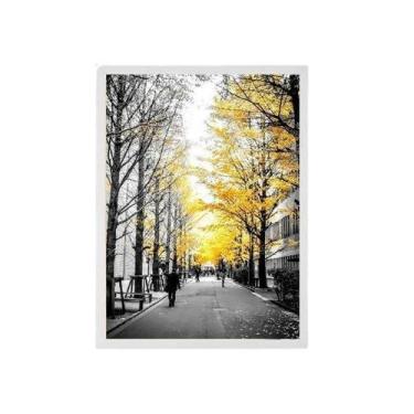 Imagem de Quadro Árvores Folhas Amarelas Moldura Branca 24X18Cm - Quadros On-Lin