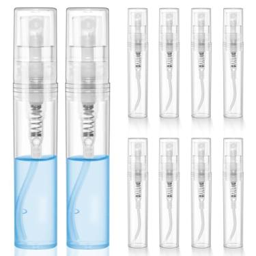 Imagem de Chiallco Mini frascos de amostra de perfume, frasco de plástico pequeno spray de 3 ml, pacote com 10, névoa fina, frasco portátil recarregável de perfume, pulverizador atomizador atualizado