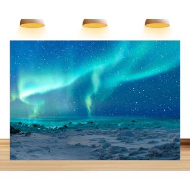 Imagem de Tecido de 1,5 x 9 m, pano de fundo aurora do Oceano Ártico, Ture, North Vbs, luzes polares do norte, colorido, decoração de festa, banner, adereços para cabine de fotos