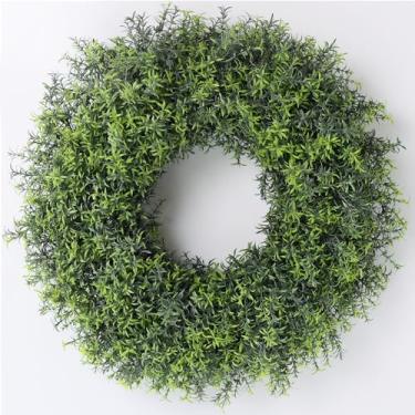 Imagem de Guirlanda de alecrim artificial grande de 66 cm para porta da frente – planta de alecrim realista resistente a UV, guirlanda de vegetação falsa para primavera/verão para decoração de parede de casa de