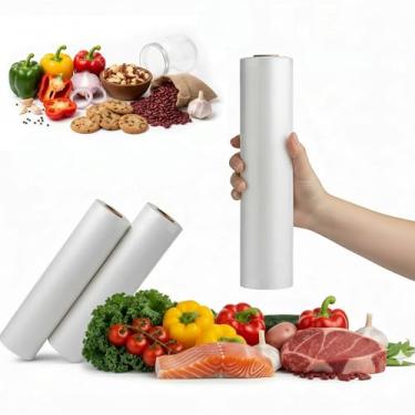 Imagem de Bobina Saco Plástico a Vácuo Gofrada 25cm x 5m / Para Seladora/Conserva Alimentos/Reutilizável/Carnes Legumes Frutas
