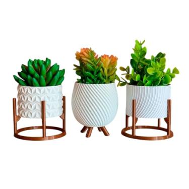 Imagem de Kit de Vasos Cachepot Minimalista Texturas Vasinho Sala Decoração Delicada para Plantinhas Cactus(Branco)