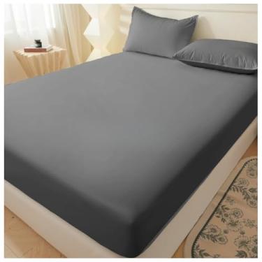 Imagem de Jogo de lençol com de 02 03 Preço Não Desbota Conjunto de Capa de Colchão Solteiro Casal Queen King(CINZA,KING)