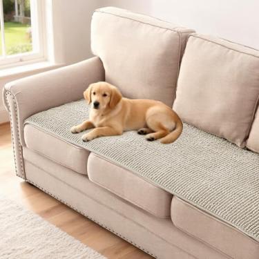 Imagem de H.VERSAILTEX Capa de sofá de chenille de pelúcia para sofá de 3 almofadas, antiderrapante, lavável, protetor de móveis macio e durável para cães, gatos, crianças (69,8 cm x 180,3 cm, aveia)