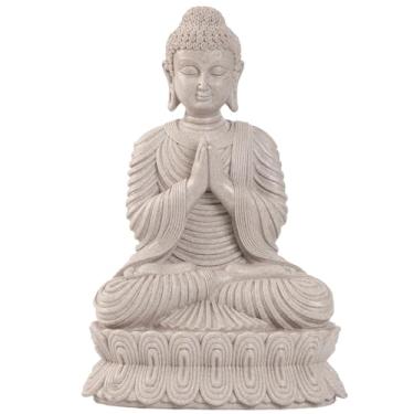 Imagem de Estátua de Buda para decoração de casa estátua de Buda branca bege grande para espiritual 24 cm - Estátuas de Buda para decoração zen - Decoração de Buda para sala de estar - Presente de Buda para