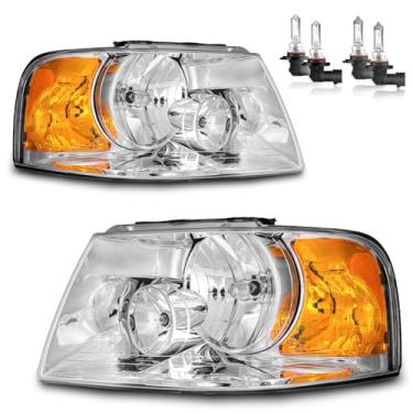 Imagem de Vizotae Conjunto de faróis para substituição de farol de halogênio Ford Expedition 2003-2006, farol alto/baixo com lâmpadas, lado do motorista e do passageiro