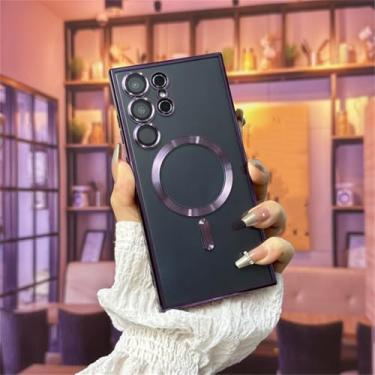 Imagem de Capa magnética de luxo para Samsung S24 S23 S22 S21 Ultra Plus Fe Note20 A15 A05s A55 A35 (para Note10 Plus/roxo escuro)