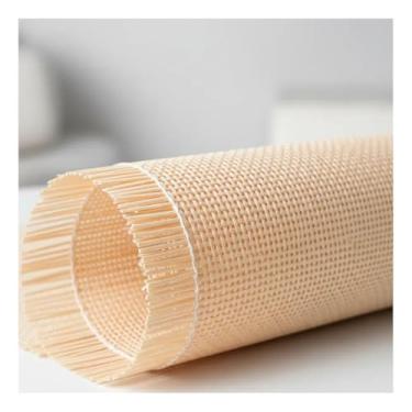Imagem de Palhinha Indiana Quadriculada Palha da India Forro Fibra Natural Tela Rattan Celulose 80cm - Creme Salmão Claro (1,00m)