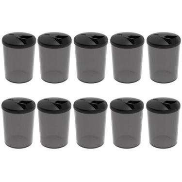 Imagem de Conjunto 10 Farinheiras Plásticas 400ml Fumê com Tampa Crippa Porta Te