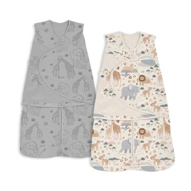 Imagem de Unnivoll Sacos de dormir de 0 a 3 meses, 100% algodão, TOG 1,5, cobertor ajustável de 3 vias com zíper bidirecional, pacote com 2 elefantes, cinza damasco