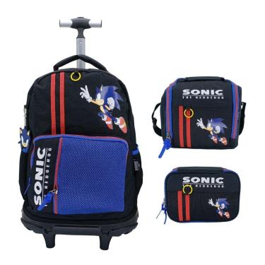 Imagem de Kit Mochila De Rodinhas + Lancheira + Estojo Sonic 49872-Masculino