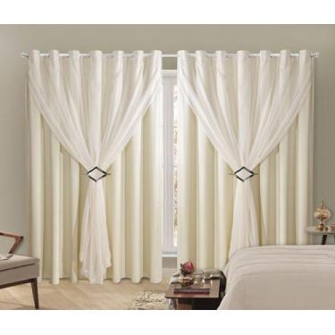 Imagem de Cortina Blackout PVC 4,00x2,50 Com Tecido Voil Sala e Quarto Varão Sim