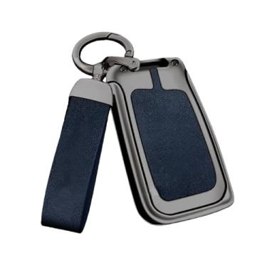 Imagem de Capa De Chave De Carro Em Liga De Zinco, Compatível Com Seat Ateca Leon Fr 2 Ibiza, Capa De Couro Genuíno De Alta Qualidade, Fivela, Acessórios Automotivos(B gun blue)
