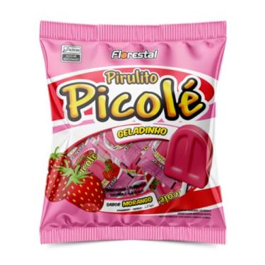 Imagem de Pirulito Picolé Morango Florestal 550G, Pirulito De Morango Em Formato De Picolé, Rosa, Sabor Doce E Refrescante De Alegria, Visual Clássico E Divertido, Ideal Para Festas E Compartilhar, Doces Emoç