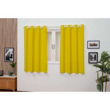 Imagem de Cortina Oxford Tecido 2,00x1,40 sala/quarto-Amarelo - Filomena