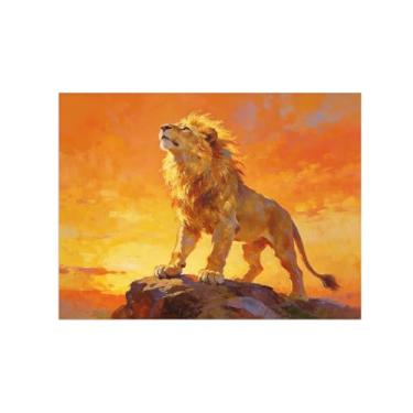 Imagem de Impressão em tela de arte de parede animal - Leão dourado - pintura moderna - imagens para quarto de crianças escritório 60 x 80 cm 24 x 31 polegadas sem moldura