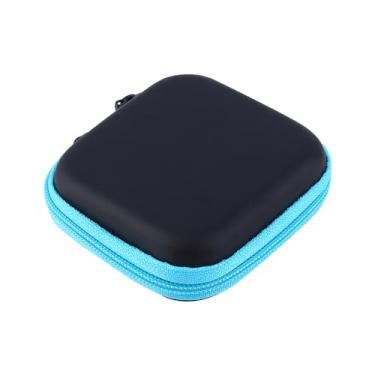 Imagem de Capa de fone de ouvido com fio, durável, polietileno, portátil, bolsa de armazenamento protetora, organizador para fones de ouvido, cabo de dados chave, azul 70x70x20mm