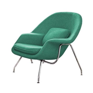 Imagem de Poltrona Womb Chair Sem Puff Cromada Linho Verde